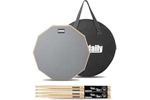 Drum Practice Pad for drumming drum pad and sticks 12 In,Sided With 2 Pairs/4 Maple 5A Drum Sticks & Storage Bag(Gray)