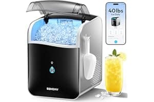 EUHOMY Smart Nugget Ice Maker Countertop, Pebble Ice Maker Machine with APP Control, 40lbs/24H, Ready in 7 Mins, Self-Cleanin