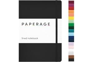 PAPERAGE Lined Journal Notebook, (Black), 160 Pages, Medium 5.6 in x 8 in - 100 GSM Thick Paper – Hardcover Journaling Notebo