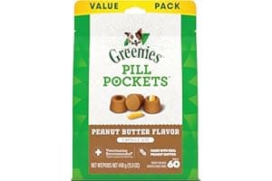 Greenies Pill Pockets for Dogs Large Size, Soft Dog Treats, with Real Peanut Butter, 15.8 oz. Pouch (60 Treats)