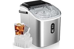 EUHOMY Ice Maker Countertop, Portable Ice Machine with Carry Handle, 26.5lbs Per Day, 9 Cubes in 6 Mins, Auto-Cleaning, with 