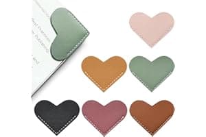 Leather Heart Bookmarks - Winjeto 6 Pieces Cute Corner Page Book Marks for Teachers Students Book Reading Lovers, for School 