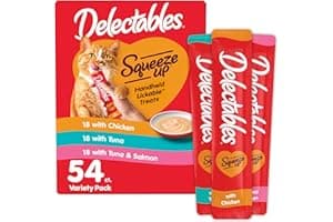 Hartz Delectables Squeeze Up Variety Pack, Creamy Squeezable Puree, Lickable Wet Cat Treats, Grain Free, No Added Fillers, No