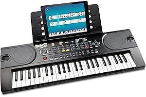 RockJam 49 Key Keyboard Piano,Sheet Music Stand, Piano Note Stickers & Simply Piano Lessons