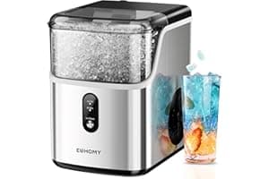 EUHOMY Nugget Ice Maker Countertop, Ready in 7 Mins, 34Lbs/24H Pebble Ice Maker Machine, Self-Cleaning Countertop Sonic Ice M