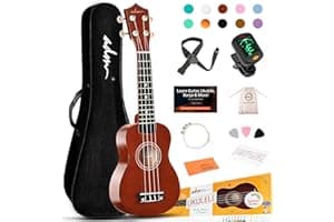 ADM Ukulele for Beginners Hawaiian Wood Ukelele Kit for Kids Adult Student Starter Professional Ukalelee Pack Bundle with Fre