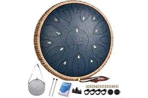 Steel Tongue Drum 13 Inches 15 Notes, Hand Pan Drums for Adults 440hz, C Major Handpan Musical Instrument with Song Book, Mal