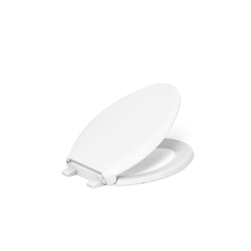 KOHLER 4636-RL-0 Cachet ReadyLatch Elongated Toilet Seat, Quiet-Close Lid, Contoured Seat, Grip-Tight Bumpers and Installation Hardware, White, 18.04"L x 14.18"W