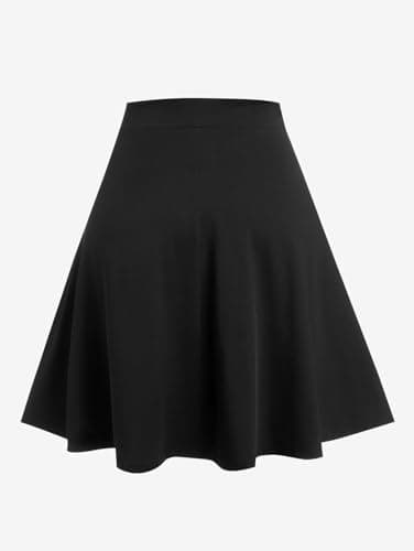 ROSE GAL Women's Plus Size Mini A-Line Gothic Skirt Casual Plain Chain Detail High Waisted Short Stitching Plaid Pleated Skirt(Black/1X) - Image 2