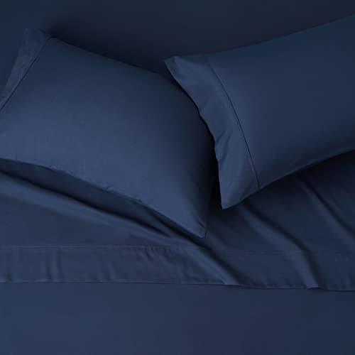 Amazon Basics Lightweight Super Soft Easy Care Microfiber 4 Piece Bed Sheets Set with 14-Inch Deep Pockets, Queen, Navy Blue, Solid - Image 3