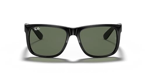 Ray-Ban RB4165 Justin Rectangular Sunglasses, Black/Dark Green, 55 mm - Image 3