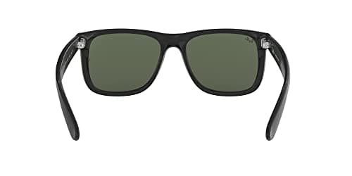 Ray-Ban RB4165 Justin Rectangular Sunglasses, Black/Dark Green, 55 mm - Image 6