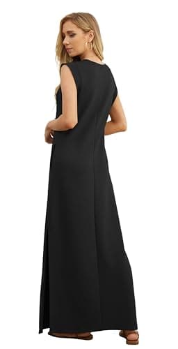 GRECERELLE Women's Summer Casual Loose Split Long Maxi Sun Dress with Pockets (Medium, Black) - Image 5