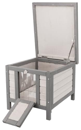 TRIXIE Insulated Outdoor Cat House, Weatherproof Cat Home with Raised Floor, Hinged Asphalt Roof & Covered Opening, Small Outdoor Shelter for Cats and Small Animal, Gray Pine Wood - Image 6