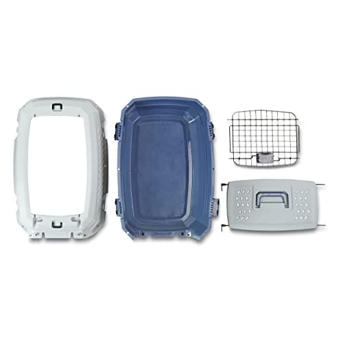 Amazon Basics 2-Door Top-Load Hard-Sided Dogs, Cats Pet Travel Carrier, Gray & Blue, 22.8"L x 15.0"W x 13.0"H - Image 7