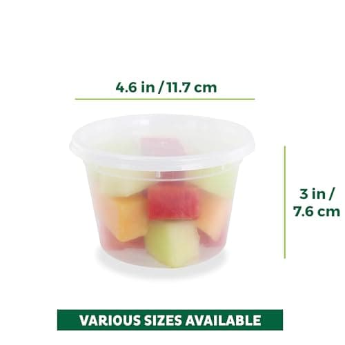 Freshware Food Storage Containers [50 Set] 16 oz Plastic Deli Containers with Lids, Slime, Soup, Meal Prep Containers | BPA Free | Stackable | Leakproof | Microwave/Dishwasher/Freezer Safe - Image 3