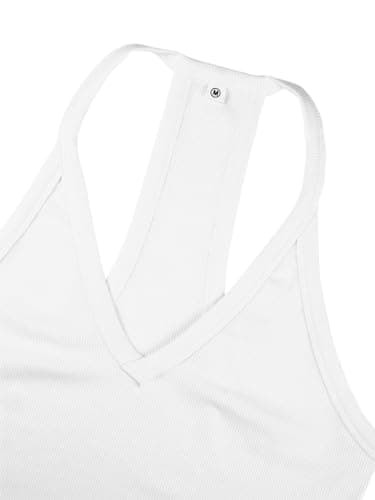 iGENJUN Workout Tops for Women Racerback Tank Tops 2025 Yoga Gym Ribbed Sleeveless Shirts Clothes,M,White - Image 4