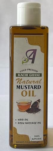 ADHAATA Kachi Ghani Mustard Seed Oil | Brassica Juncea | Unrefined | For Hair Growth | For Skin | For Massage | 100% Pure Natural | Traditional Cold Pressed Mustard Oil 7 Fl oz - (200 gram)