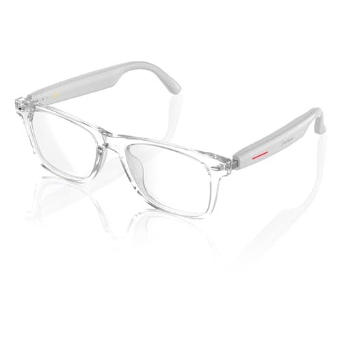 Smart Glasses - Bluetooth Glasses for Men & Women, Touch Control, Outdoor UV Protection and Voice Control, Hands-Free Calls (Clear Lens)