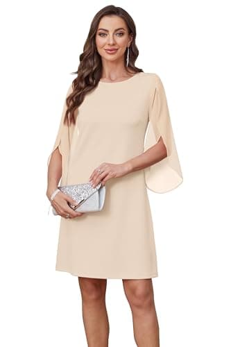 RUMIA Vestidos Casuales para Mujer 2025 Wedding Guest Dresses Cocktail Dresses Apricot M - Image 4