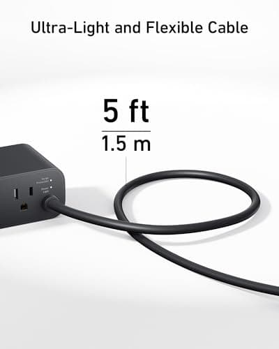Anker Nano Charging Station(100W Max), 7-in-1 USB C Power Strip for iPhone 16/15/14 and MacBook Air/Pro, 5ft Thin Cord,3AC, 2USB A,2USB C,Power Delivery Desktop Accessory for Home&Office(Black) - Image 4