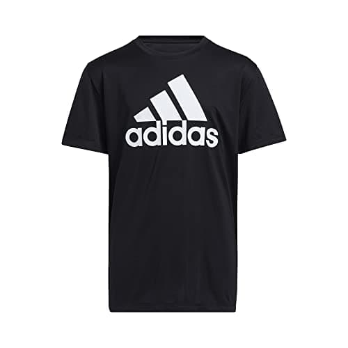 adidas Boys' Short Sleeve AEROREADY Performance Logo Tee T-Shirt, Black, Medium