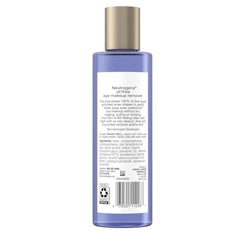Neutrogena Gentle Oil-Free Eye Makeup Remover & Cleanser for Sensitive Eyes, Non-Greasy Makeup Remover, Waterproof Mascara Remover, Dermatologist & Ophthalmologist Tested, 8 fl. oz - Image 8