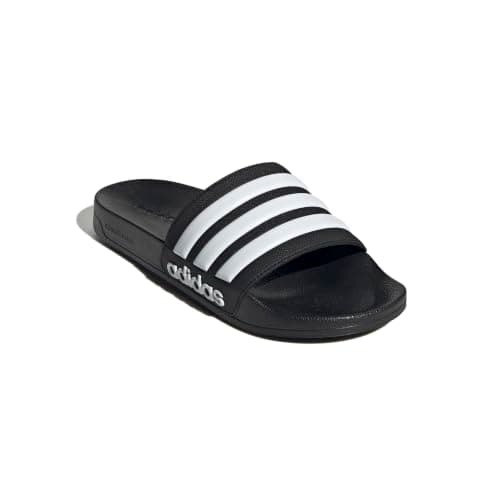 adidas Unisex-Adult Adilette Shower, Black/White/Black, 8 | Slide-In Sandal, Cloudfoam Cushioning, Contoured Footbed, Quick Dry, For Everyday Wear - Image 4