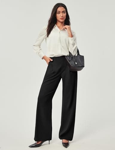 Ewedoos Wide Leg Pants Woman Stretchy Work Dress Pants Women Pull on Business Casual Slacks Trousers Fall Outfits 26"/28" - Image 5