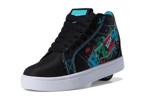 Heelys Minecraft Racer 20 Mid (Little Big Kid/Adult) Wheeled Heel Shoe, Black/Aqua/Multi, 5 US Unisex - Image 7
