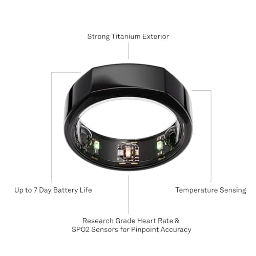 Oura Ring Gen3 Heritage - Black - Size 10 - Smart Ring - Size First with Oura Ring Gen3 Sizing Kit - Sleep Tracking Wearable - Heart Rate - Fitness Tracker - 5-7 Days Battery Life - Image 9