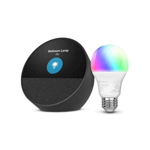 Echo Spot with Amazon Basics Smart Color Bulb