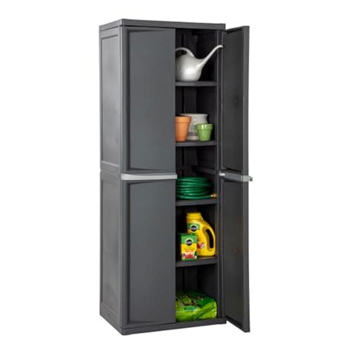 Sterilite 4 Shelf Cabinet, Lockable Utility Storage w/ Adjustable Shelves, Gray - Plastic Shelving Unit for Organizing Garage, Pantry, Basement, Laundry Room or Mudroom - Image 8