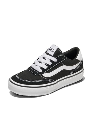 Vans Youth Brooklyn LS Shoe | Kids' Low-Top Sneakers for Boys & Girls, Casual Fashion Footwear, Suede/Canvas Black/White, 13.5