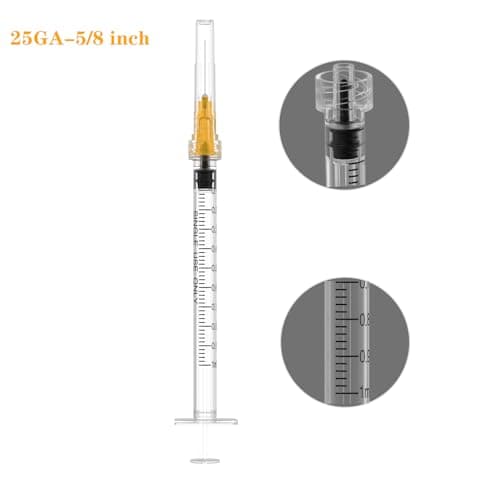 25 Gauge 5/8 inch Needle with Syringe 30Pack,1ml Luer Lock Disposable Syringes with Needle,Individually Wrapped - Image 2