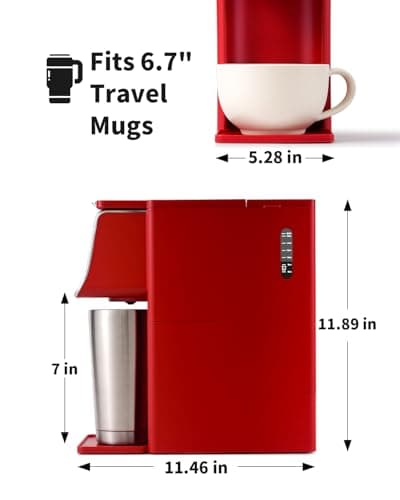 KIDISLE Hot & Iced Coffee Maker, K Cup Coffee Maker Compatible with Ground Coffee, Single-Serve Brewer with Bold Setting, Reusable Filter, Travel Mug Friendly, Compact & Quick Brew, Red - Image 7