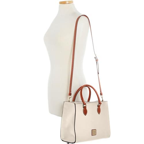 Dooney & Bourke Women's Janine Satchel in Pebble Grain Leather, Large Handbag with Adjustable & Detachable Shoulder Strap, Bone - Image 4