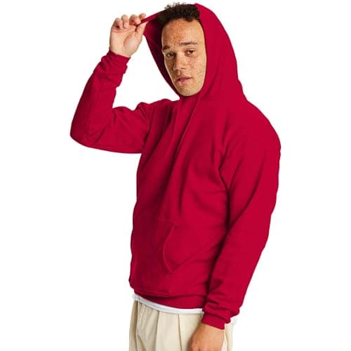 Hanes Men's Pullover EcoSmart Hooded Sweatshirt, Deep Red, X-Large - Image 4