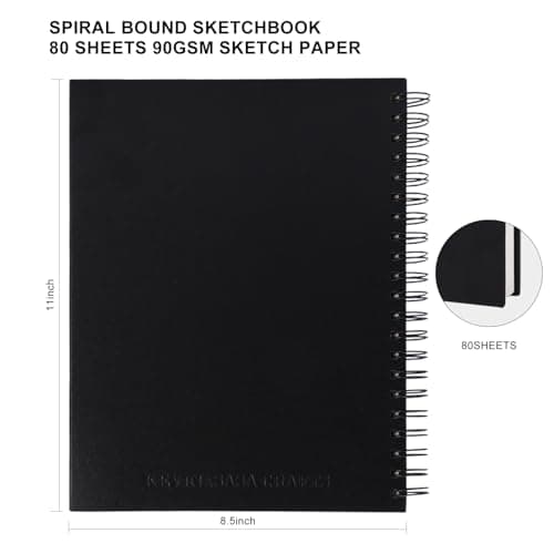 8.5x11inches Hardbound Sketch Book, Spiral Bound Sketch Pad, 80-Sheets 90gsm Inner Paper, Acid Free Drawing Art Paper, Prefect Works with Kids and Adults - Image 2