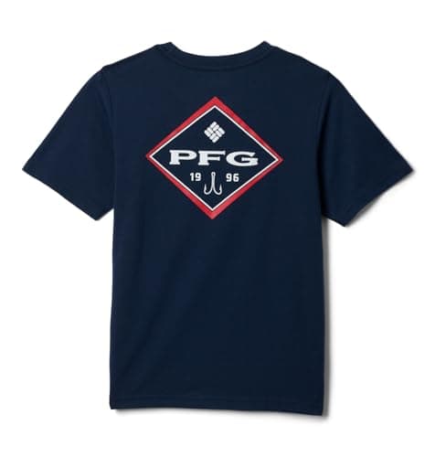 Columbia Youth Boys PFG Short Sleeve Seasonal Graphic Tee, Collegiate Navy/PFG Y Diamond Bit Gem, X-Large - Image 2