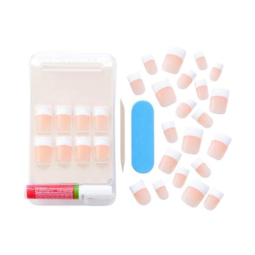 KISS Salon Acrylic Press On Nails, Nail glue included, 'Sugar Rush', French, Medium Size, Square Shape, Includes 28 Nails, 2g Glue, 1 Manicure Stick, 1 Mini File - Image 9