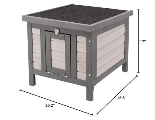TRIXIE Insulated Outdoor Cat House, Weatherproof Cat Home with Raised Floor, Hinged Asphalt Roof & Covered Opening, Small Outdoor Shelter for Cats and Small Animal, Gray Pine Wood - Image 7