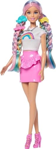 ​Barbie Rainbow Sparkle Hair Doll and Accessories | Fashion Doll Featuring Extra-Long Hair with 12 Stylish Accessories Including Glitter Tube and Hair Dryer - Image 6