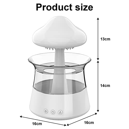 Cloud Rain Humidifier for bedroom with Soothing Rain Sounds - Bedroom Sleep Aid, Waterfall Night Light, Mushroom Design Air Moisturizer for bedroom and living room (White) - Image 2