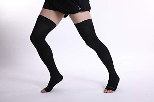 Doc Miller Thigh High Compression Socks Women and Men 15-20mmHg for Varicose Veins, Pregnancy Support Compression Stockings for Women, 1 Pair Black X-Large - Image 8
