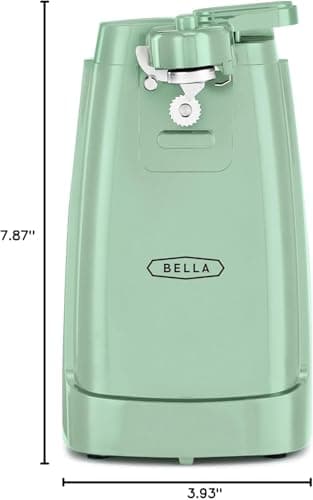 BELLA Electric Can Opener and Knife Sharpener, Multifunctional Jar and Bottle Opener with Removable Cutting Lever and Cord Storage, Stainless Steel Blade, Sage - Image 2