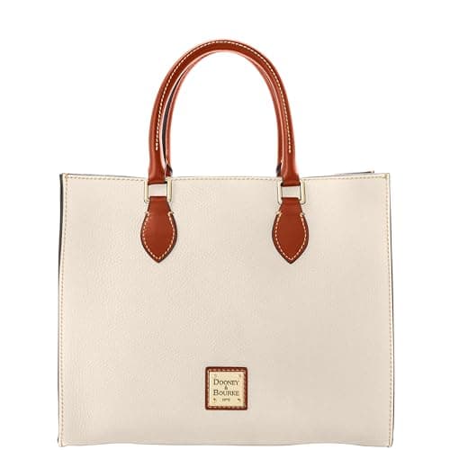 Dooney & Bourke Women's Janine Satchel in Pebble Grain Leather, Large Handbag with Adjustable & Detachable Shoulder Strap, Bone