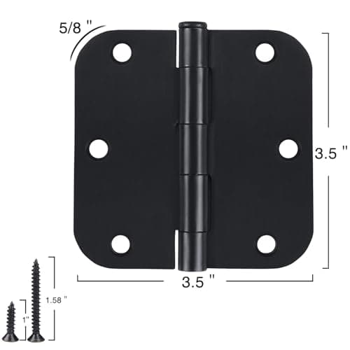 30 Pack Rounded Matte Black Door Hinges 3.5 Inch 5/8" Radius Interior 3 1/2" Flat Iron Bifold Residential Standard Bedroom Indoor for Doors 3 ½"Hardware Control House Home Decor Essentials Accessories - Image 5