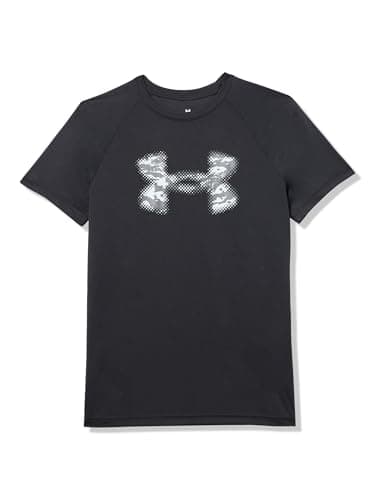 Under Armour Boys' Tech Big Logo Short Sleeve T Shirt, (001) Black / / Mod Gray, X-Large