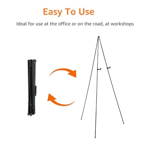 Amazon Basics Easel Display Stand, Instant Floor Poster, Lightweight, Collapsible and Portable with Tripod Base, Black Steel (supports 5 pounds) - Image 2